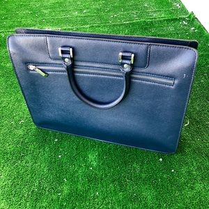 Barney’s Leather Briefcase. Navy.